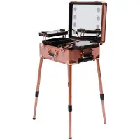 StarTech.com Valigetta professionale per il trucco - Trolley su ruote - 3 scomparti - Capacità di carico: 50 kg - 8 luci LED, dimmerabili a 3 livelli - Alluminio - Rosa oro