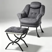 StarTech.com Poltrona relax imbottita con poggiapiedi - Poltrona ergonomica per il relax - Con braccioli e tasca laterale - Poggiapiedi pieghevole - Salvaspazio, ideale per ambienti piccoli - Grigio scuro