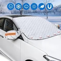 Markenlos Protezione invernale per parabrezza e finestrini laterali con supporto magnetico, contro neve, ghiaccio, gelo, polvere e sole, 145 x 120 cm