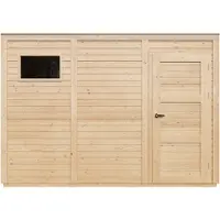 Timbela M326F2 Casetta da Giardino in Legno 6,18 m², capanno da giardino per esterno con Pareti da 17 mm, casetta in legno da giardino per Attrezzi e Biciclette con porte a pannello in legno massello