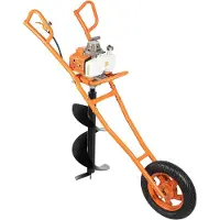 LTPRTZ Trapano a colonna con ruote - Macchina per scavare buche - Per la perforazione di fori - Motore a 2 tempi da 63cc - Diametro del foro da 60 a 300 mm - Arancione