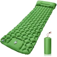 Merkloos Materassino gonfiabile per campeggio - Impermeabile, con pompa e cuscino - Verde