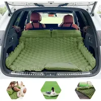 LTPRTZ Materasso gonfiabile - Auto con airbed - Campeggio da viaggio - Pompa a pedale incorporata - 183 x 131 cm - Verde