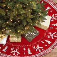 LTPRTZ Copertura per albero di Natale - Copri-albero natalizio - Decorazione festiva - Materiale morbido lavorato a maglia - Diametro 120 cm - Rosso
