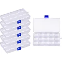 Merkloos Set portaoggetti trasparenti - 6 pezzi - 15 scomparti per scatola - Regolabile