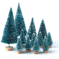 Merkloos Albero di Natale in miniatura - Neve gelata - Su base di legno - 28 pezzi - 4,5 - 12,5 cm