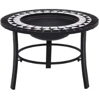 vidaXL Camino in Vetroceramica a mosaico bianco e nero 68 cm