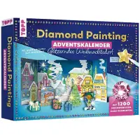 Merkloos Calendario dell'Avvento con mosaico di diamanti - Villaggio natalizio scintillante - 24 pezzi - Diamanti in vetro - 1200 diamanti