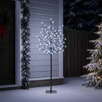 Syfax Albero di Natale con palline LED Nero 18 x 18 x 120 cm Acciaio