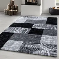 Merkloos Tappeto basso, nero, con motivo geometrico astratto, 160 x 230 cm