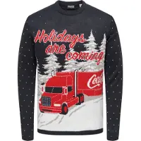Only & Sons Pullover 'ONSXMAS COLA' blu fumo / grigio chiaro / rosso / bianco