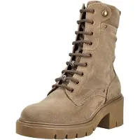 Nero Giardini anfibio donna in camoscio taupe stringato con suola cararmato e tacco medio | Taglia 36