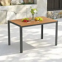 WAN Tavolo da giardino resistente alle intemperie 110 x 70 cm - Tavolo da pranzo per esterni con struttura in alluminio e lamiera WPC