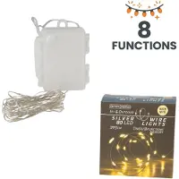 Spetebo Catena luminosa a filo 795 cm con 160 LED e 8 funzioni luminose - bianco caldo - illuminazione decorativa da giardino per esterni interni a batteria con timer