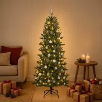 Syfax Albero di Natale artificiale con palline 150 cm 150 LED