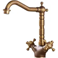 LTPRTZ Gru miscelatore da cucina - Rubinetto acqua a due bottoni - Caldo e freddo - Antico stile - 24 cm - Oro