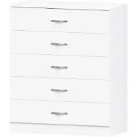 LTPRTZ Comodino con cassettiera - contenitore per cassettiera - organizzi camera - 5 cassetti - 90x75x36 cm - Bianco