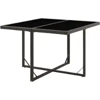 LTPRTZ Tavolo da giardino Rotan - Tavolo da pranzo Balcone - Seduta esterna - resistente alle intemperie PE-Rotan - 109 x 107 x 74 cm - Nero