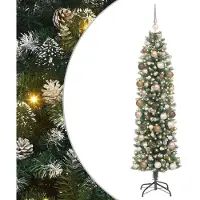 vidaXL Albero di Natale artificiale sottile verde e bianco 180 cm