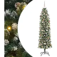 vidaXL Albero di Natale artificiale sottile verde e bianco 210 cm