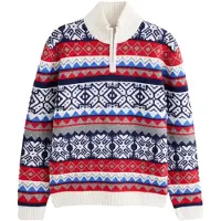 Next Pullover blu scuro / grigio / rosso / bianco lana