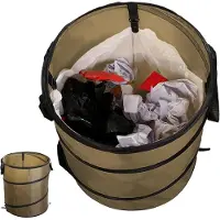 Markenlos Contenitore per rifiuti pieghevole, portatile, ideale per campeggio e giardino, dimensioni 34 x 34 x 40 cm, con doppio manico