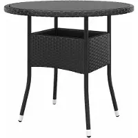 LTPRTZ Tavolo da giardino Polyrotan - Tavolo da balcone esterno - Outdoor Godetevi - Vetro temprato - Ø80x75 cm - Nero