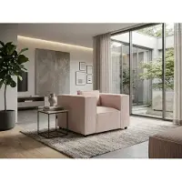 AEA Poltrona imbottita beige, profonda, con braccioli, arredamento moderno per il soggiorno