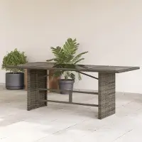 LTPRTZ Tavolo da giardino Polyrotan - Tavolo da esterno - Terrazza Godetevi - Piano in vetro temprato - 190 x 80 cm - Grigio