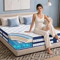 Niceluck Materassi 140x190 cm, altezza 26 cm, con topper integrato. Materasso a molle insacchettate, 7 zone di comfort, rigidità H3/H4. Rivestimento premium da 420 g/m²