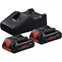 Bosch Pack of 2 18V ProCORE 4Ah batteries + fast charger - - 1600A01BA3