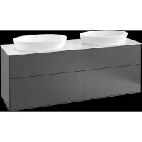 Villeroy & Boch Finion meuble sous lavabo, pour 2 vasques, sans percement pour la robinetterie, 1600x603x501mm, Glass Black Matt, FA8200GM, FA8200GM