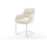 DELIFE Sedia a sbalzo Yago-Flex con braccioli Tessuto teddy Beige Sedia a sbalzo piatta Bianca Molle insacchettate