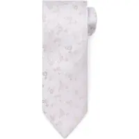 Suitable Cravatta Seta Floreale Off-White Beige Bianco sporco