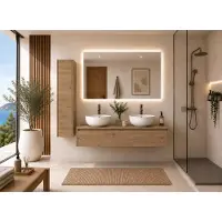 ORIGEN BATH FORMENTERA: Mobile bagno con 2 lavabi da appoggio, 120 cm, modello Estepa