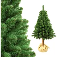 Damich Abete artificiale di pino con tronco naturale 200 cm Albero di Natale con base in plastica Decorazione in PVC Decorazione natalizia