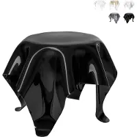 Iplex Tavolino basso rotondo da 60 cm in plexiglas trasparente, modello Drappeggi - Nero