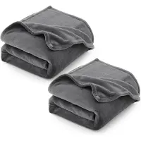 CozyLux Set di 2 coperte da divano, 150x200 cm, grigio, in flanella, morbide e adatte per tutte le stagioni