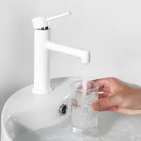 Markenlos Miscelatore per lavabo, bianco, 105 mm, per bagno o cucina, con erogatore estraibile e limitatore di flusso. Rubinetto