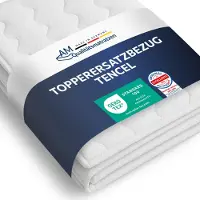 AM Qualitätsmatratzen Copertura per topper di alta qualità in Lyocell | 100x200 cm | Copertura di ricambio per topper per materassi | Parte inferiore antiscivolo | 100/200 cm | Altezza nucleo 4-6 cm