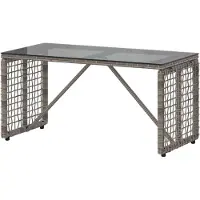 LTPRTZ Tavolo da giardino moderno in rattan PE con lastra di vetro, tavolo da esterno per terrazza e giardino in taglia 80x40x40 cm in nero