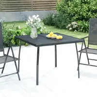 LTPRTZ Tavolo da giardino - Patio tavolo con balcone - Sedili esterni - Acciaio intrecciato - 100 x 100 x 72 cm