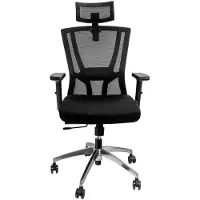 FURVERO Poltrona ergonomica girevole da ufficio Zenith BA/A2D/L2D/H2D regolabile con braccioli e poggiatesta integrati, supporto lombare, colore nero