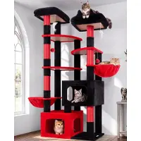 Merkloos Tiragraffi albero per gatti - Tiragraffi per gatti grandi - 189 cm - Nero e rosso