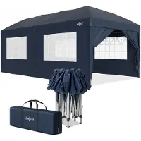 Merkloos Gazebo pieghevole - Con pareti laterali - 3 x 6 m - Blu - Protezione UV 30 - Per giardino e campeggio