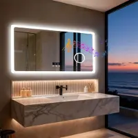StarTech.com Specchio da bagno a LED con Bluetooth - 120 x 70 cm - Montaggio a parete - Altoparlante Bluetooth - Ingrandimento 3x - Illuminazione LED dimmerabile - Antiappannamento