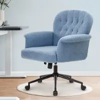 Merkloos Sedia da scrivania in peluche - Con rotelle e braccioli - Altezza 47-55 cm - Per ufficio domestico, camera da letto e soggiorno