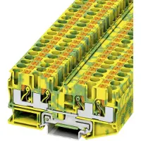 Phoenix Contact , morsetto a fila per conduttori di protezione, modello PT 6-QUATTRO PE, con connessione a molla (Push-In), sezione nominale: da 0,5 mm² a 10 mm², AWG 20