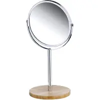 Merkloos Specchio da tavolo ingranditore - Ø 17 cm - Cromato, argento - Con base in bambù - Per bagno e toeletta