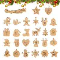 Zaltino Calendario dell'Avvento in legno con numeri, confezione da 24 pezzi, decorazione natalizia
